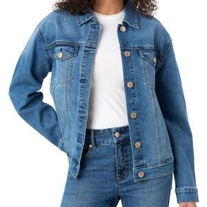 NWT SEVEN7 Blue Jean Trucker Relaxed Fit Front Button Jacket Size Medium
